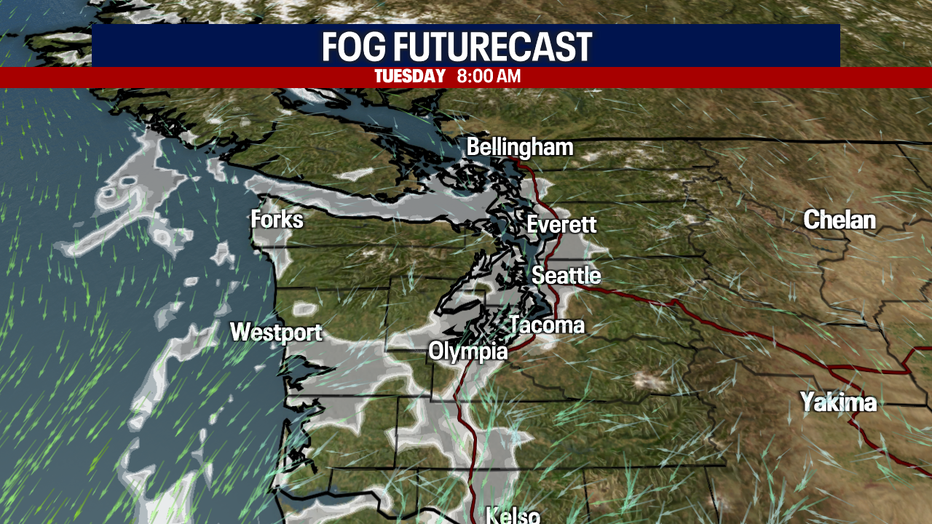 Fog developing overnight into Tuesday morning. 