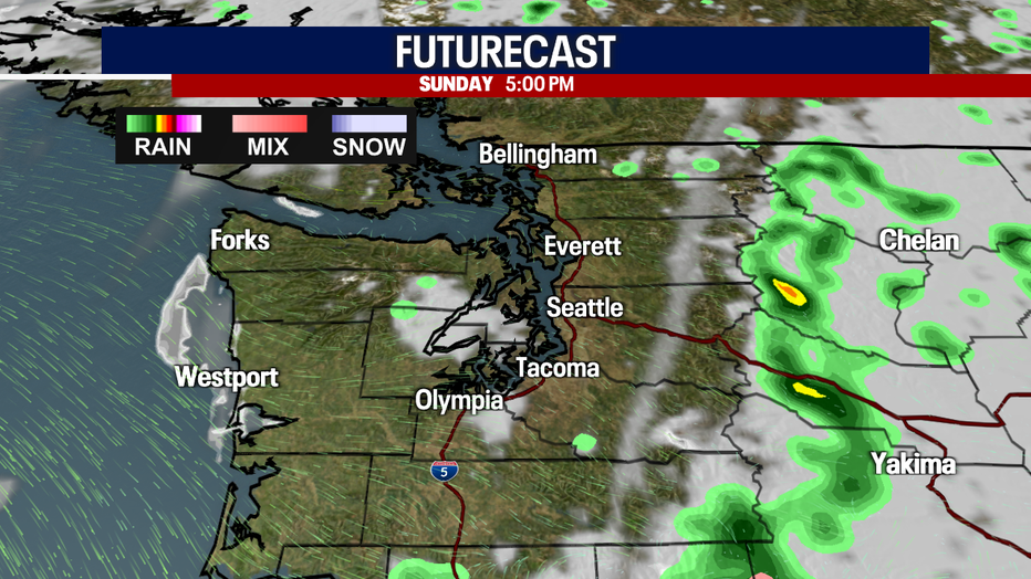 A few passing clouds on Sunday afternoon.