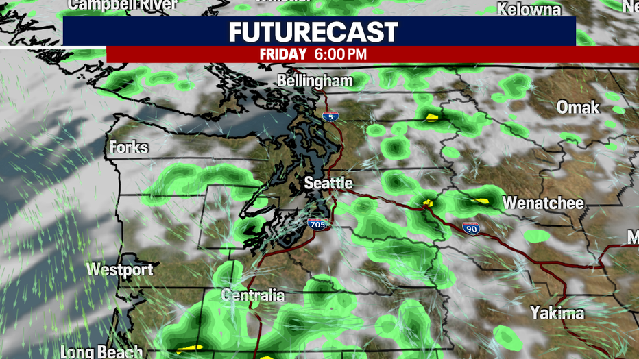 A map showing the futurecast for Friday afternoon.