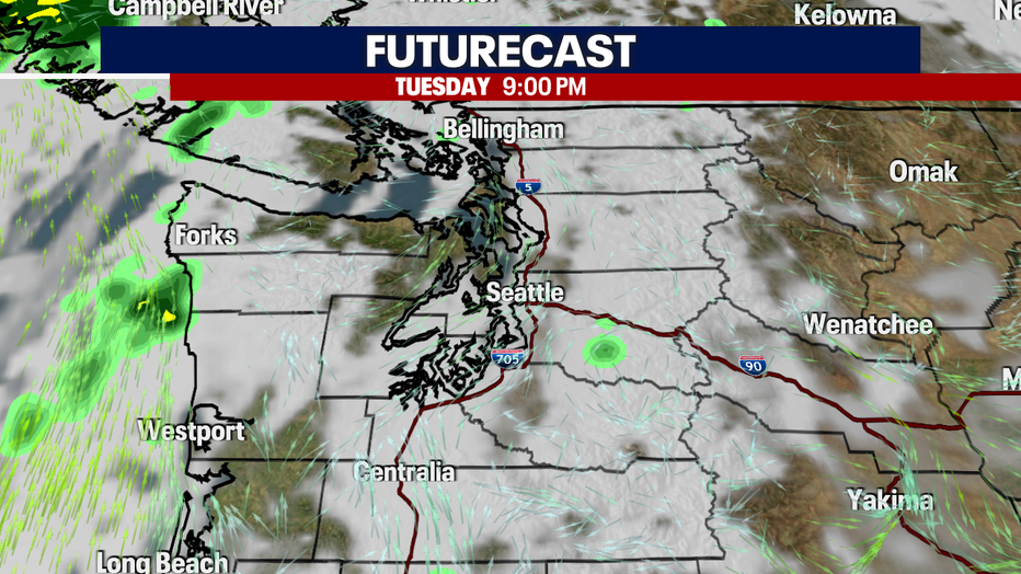 Increasing clouds late Tuesday night.