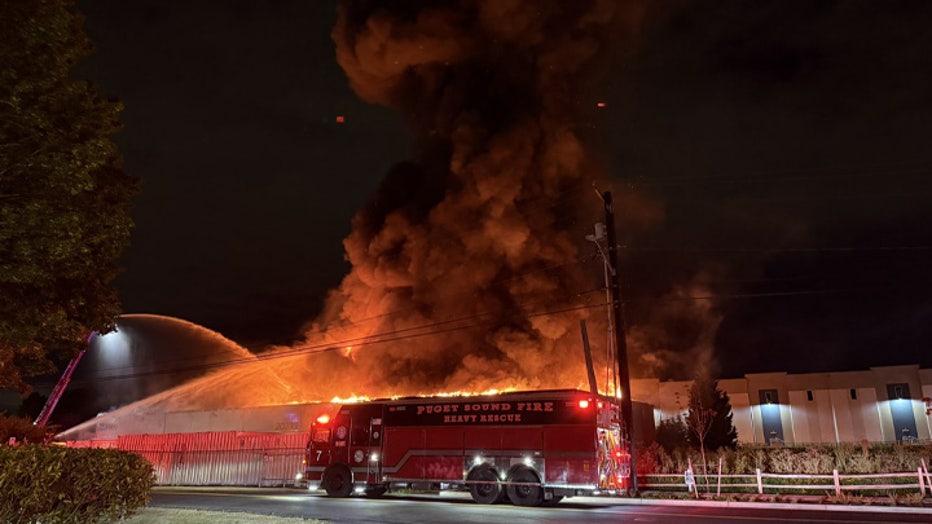 Warehouse fire in Kent, Washington