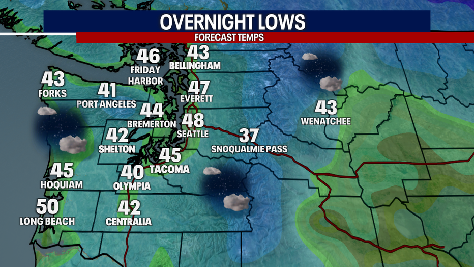 Overnight lows cooling off. 