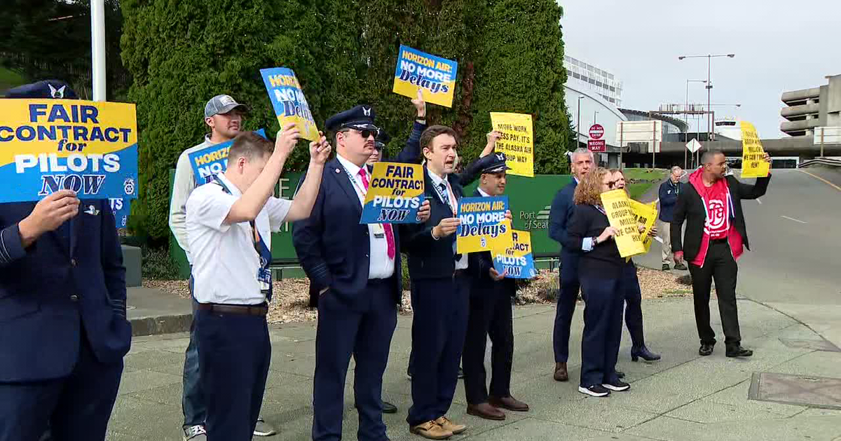 Nearly 650 Horizon Air pilots hold informational pickets in Seattle and Boise
