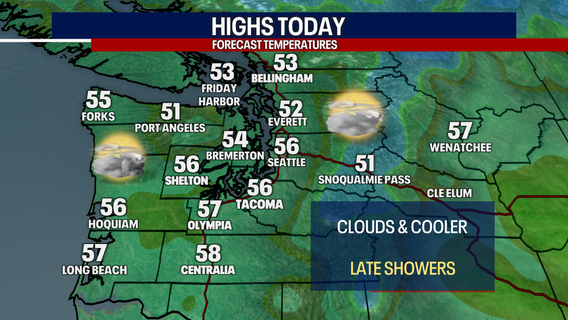 Seattle weather: Mostly cloudy Saturday, showers return late