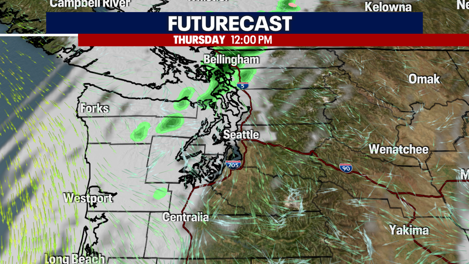 A map showing the futurecast for Thursday afternoon.