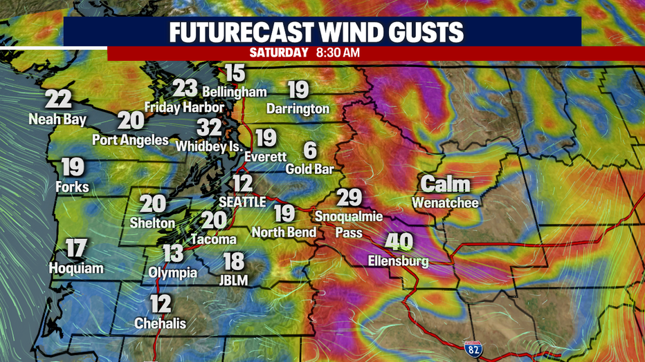 Wind gusts could intensify to 25 - 40 mph as a front moves through Saturday.