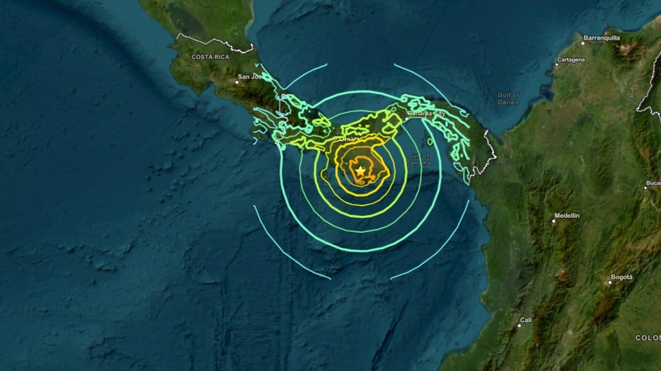 A magnitude 7.6 earthquake struck near Pitaloza Arriba, Panama, on Friday morning, followed by two strong aftershocks greater than magnitude 5.0. The USGS reports that the shaking triggered significant potential for both landslides and soil liquefaction in the region. No fatalities have been reported yet, though geologists warn that damage is possible from the seismic activity. panama-earthquake-liquefaction-map USGS Select Source