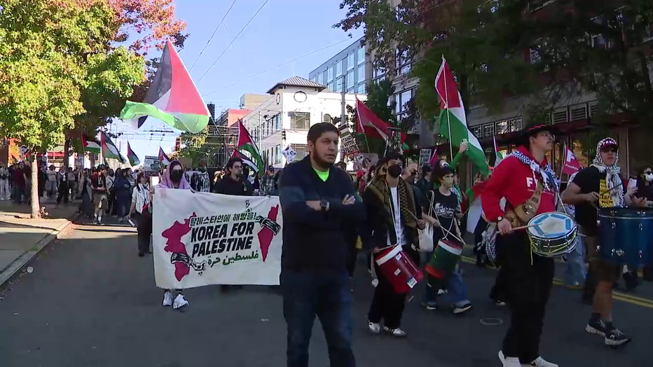 Protest blocks roads in Seattle's Capitol Hill neighborhood 4 Pro-Palestinian demonstration at the Capitol