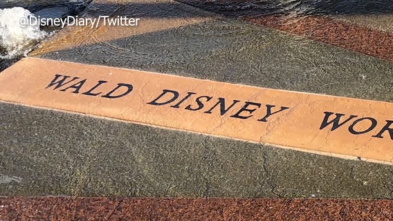 Celebration fixing 'Wald' Disney World sign in downtown fountain