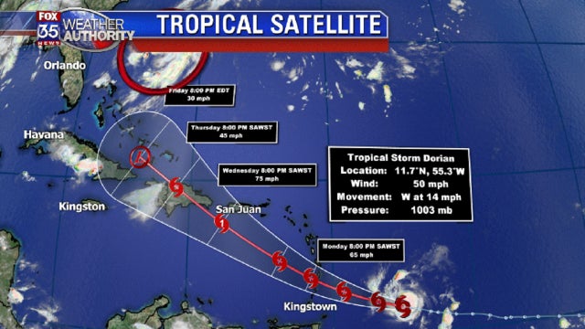 Tropical Storm Dorian could strengthen into a hurricane