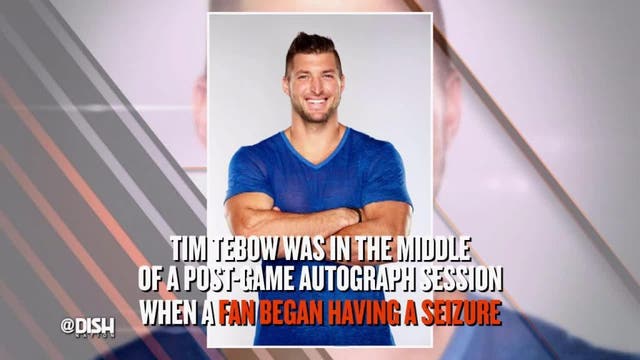 Tim Tebow aids a fan who collapses after the game