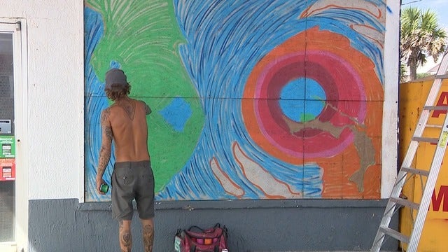 Florida artist paints hurricane mural while awaiting Dorian's impact