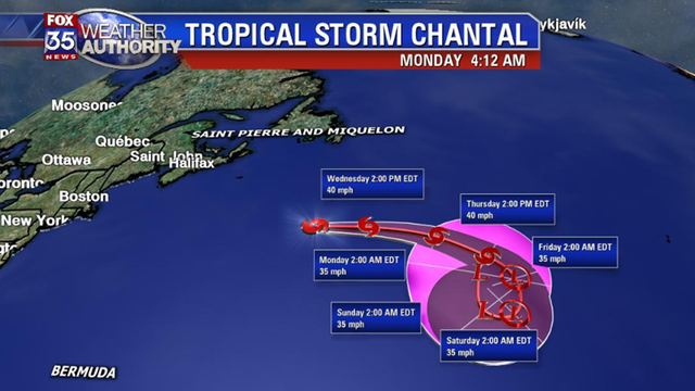Tropical Storm Chantal forms in the Atlantic, poses no threat to U.S., forecasters say