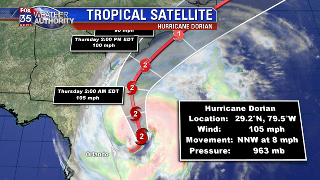 Dorian continues to slowly trek up Florida's east coast