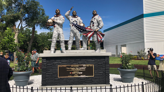 Apollo 11 astronauts immortalized in new statue at Kennedy Space Center ahead of 50th anniversary