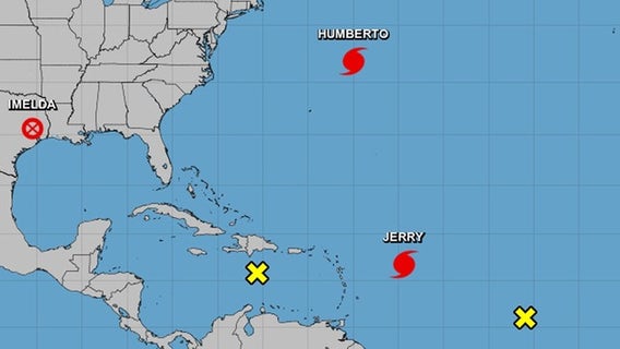 Five systems being monitored as Hurricane Jerry forms in the Atlantic