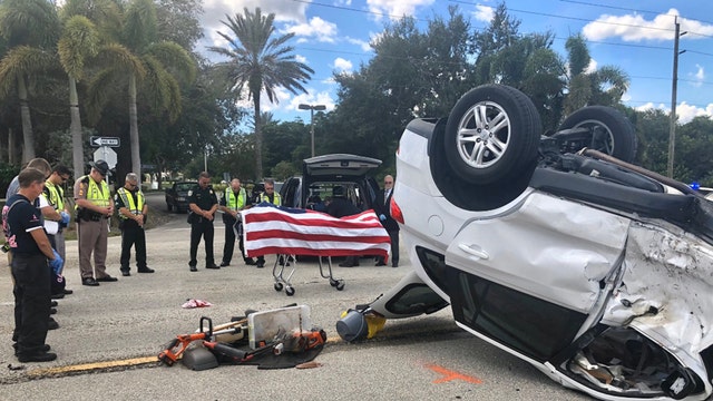 First responders in Florida stop for a moment of silence to honor veteran killed in crash
