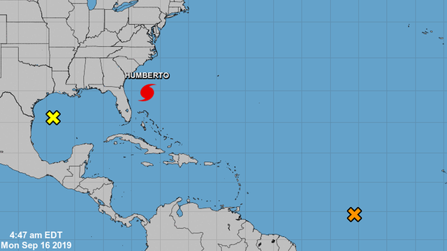 Two more systems being monitored as Hurricane Humberto moves away from U.S.