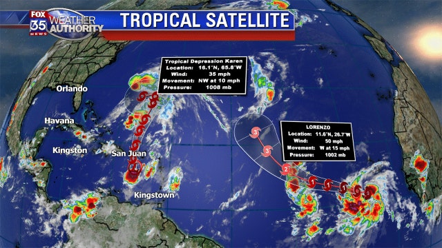 Tropical systems menace Puerto Rico and Bermuda