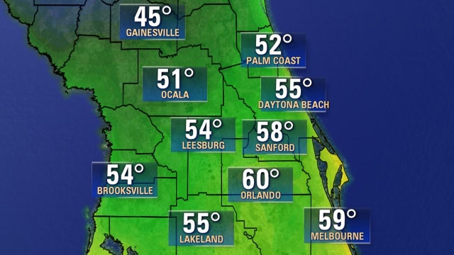 Central Florida wakes up to lows in the 40s and 50s, another cold front incoming