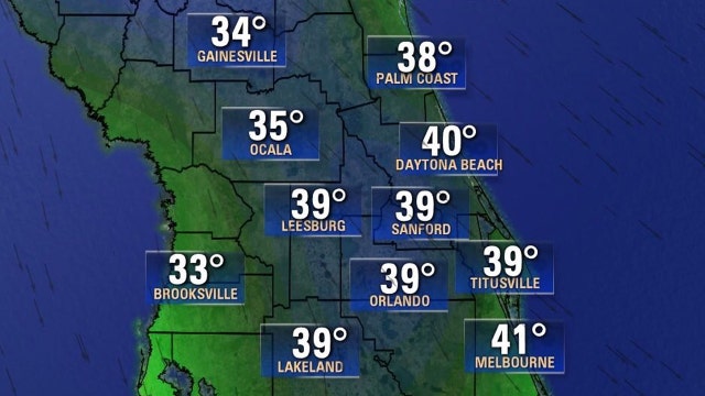 Coldest air of the season arrives in Central Florida, dropping temperatures to the 30s and 40s