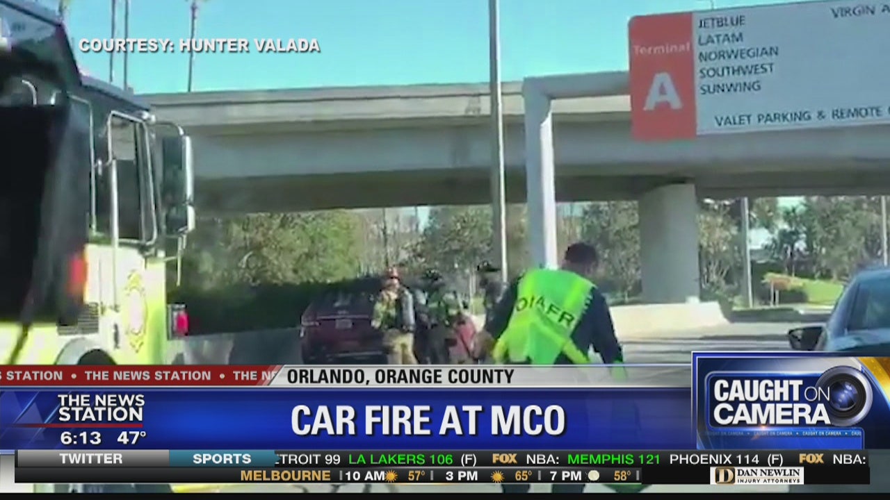 Car fire at Orlando International Airport
