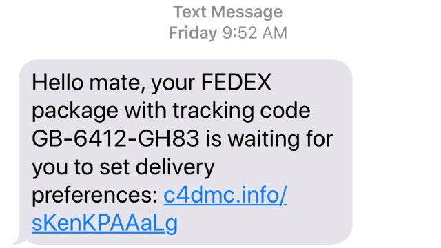 'Do not open': Scam text message poses as package tracking notification, report says