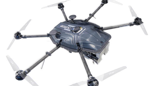 Drone Hunter system being used to capture rogue drones