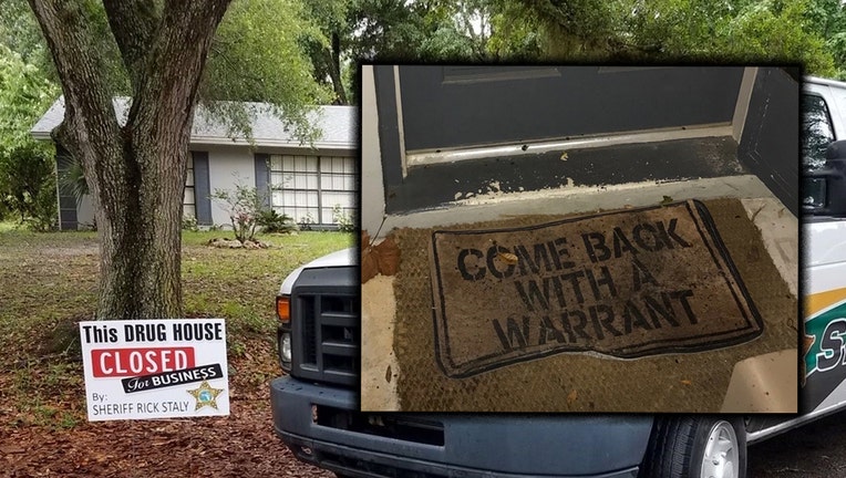drug house closed door mat