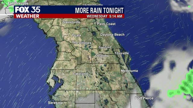 Light showers expected into the evening with heavier rain possible early Tuesday morning