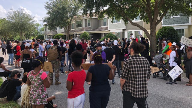 Protesters speak outside Windermere home of fired Minneapolis officer charged in George Floyd's death