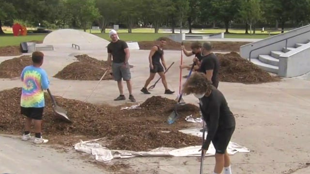 Skateboarders defy city, clearing mulch off closed course placed there as deterrent