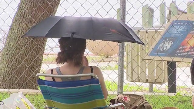 Space View Park spectators get drenched waiting for launch