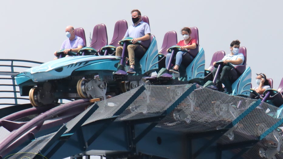 Seaworld coasters mako wearing masks 1