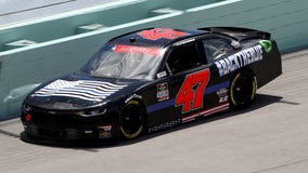 NASCAR driver Kyle Weatherman debuts 'Back the Blue' vehicle at Florida race