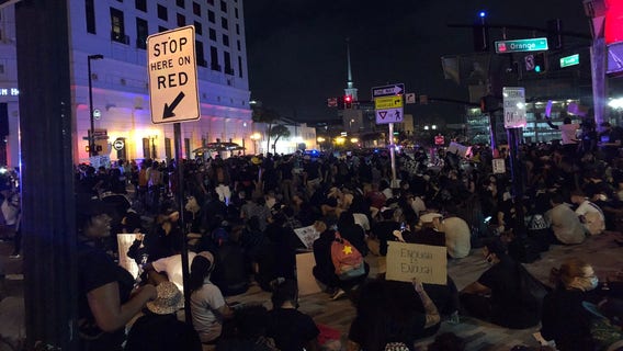 Protesters outside Orlando City Hall dispersed in tense exchange with police