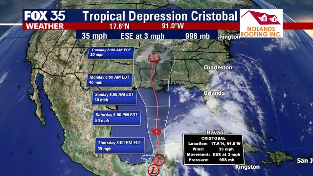 Cristobal downgraded to tropical depression