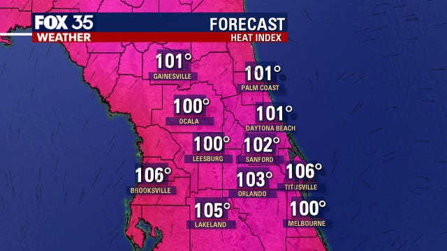 Scorching heat will bring 'feels-like' temperatures to 100°+ on Wednesday