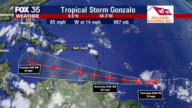 Tropical Storm Hanna forms; Gonzalo strength remains steady