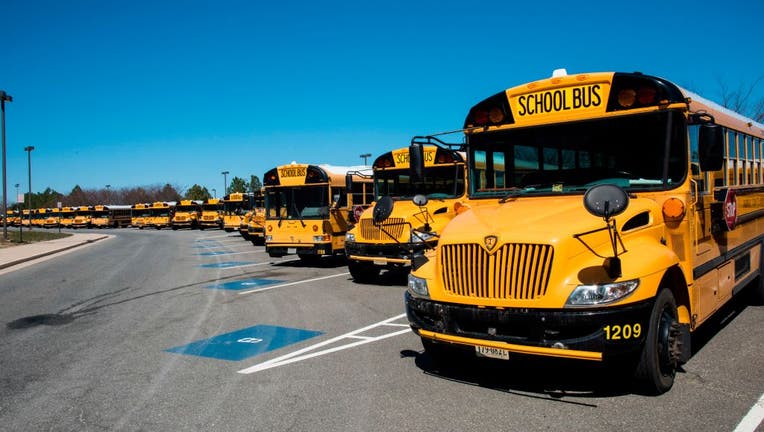 School buses lined up