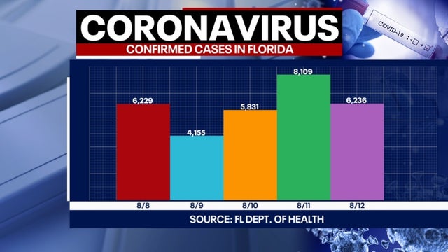 Tracking coronavirus: 6,236 new cases and 148 more deaths reported by Florida health officials