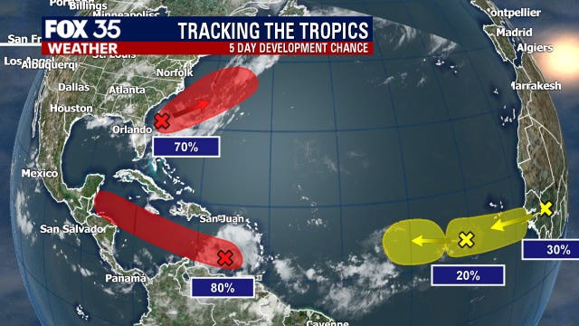 FOX 35 is monitoring 4 systems developing in the tropics