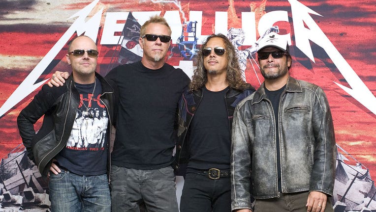 27e2030e-Lars Ulrich (L), James Hetfield (CL),Kirk Hammett (CR) and Robert Trujillo of Metallica are shown in a file photo from 2012. (Photo by Angel Delgado/Clasos.com/LatinContent via Getty Images)