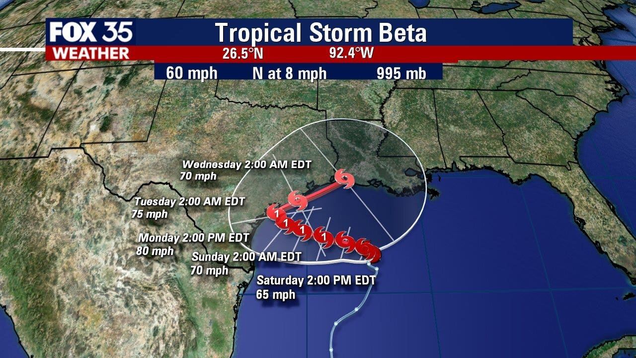 Tropical Storm Beta expected to become hurricane before landfall