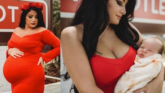 Woman takes newborn pictures at Central Florida Chipotle months after going viral for her maternity shoot