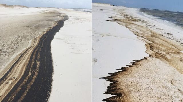 Oil washes ashore on Florida beach weeks after Hurricane Sally