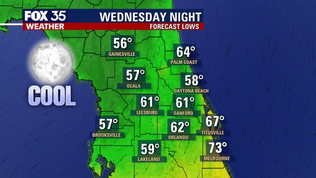 Cold front to drop temperatures into the 50s, 60s in Central Florida