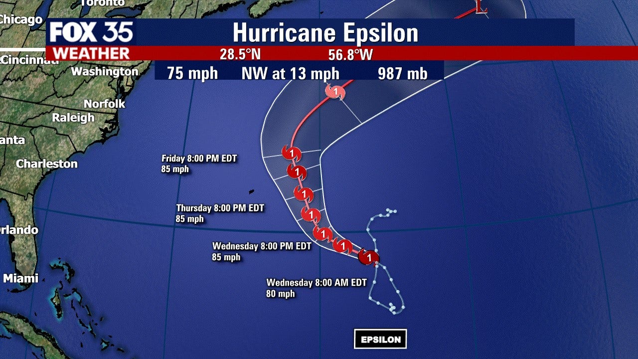 Epsilon strengthens into hurricane as it approaches Bermuda