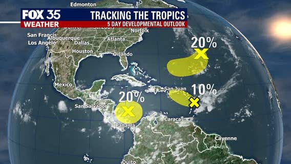 FOX 35 is monitoring three areas in the tropics that could develop