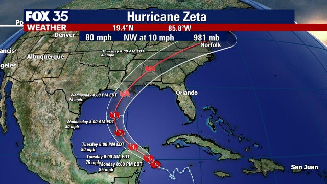 Zeta becomes a hurricane as it nears Yucatan, heading for US